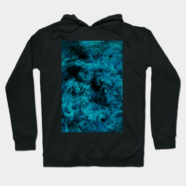 Dark Blue Cyan Abstract Art Hoodie by love-fi